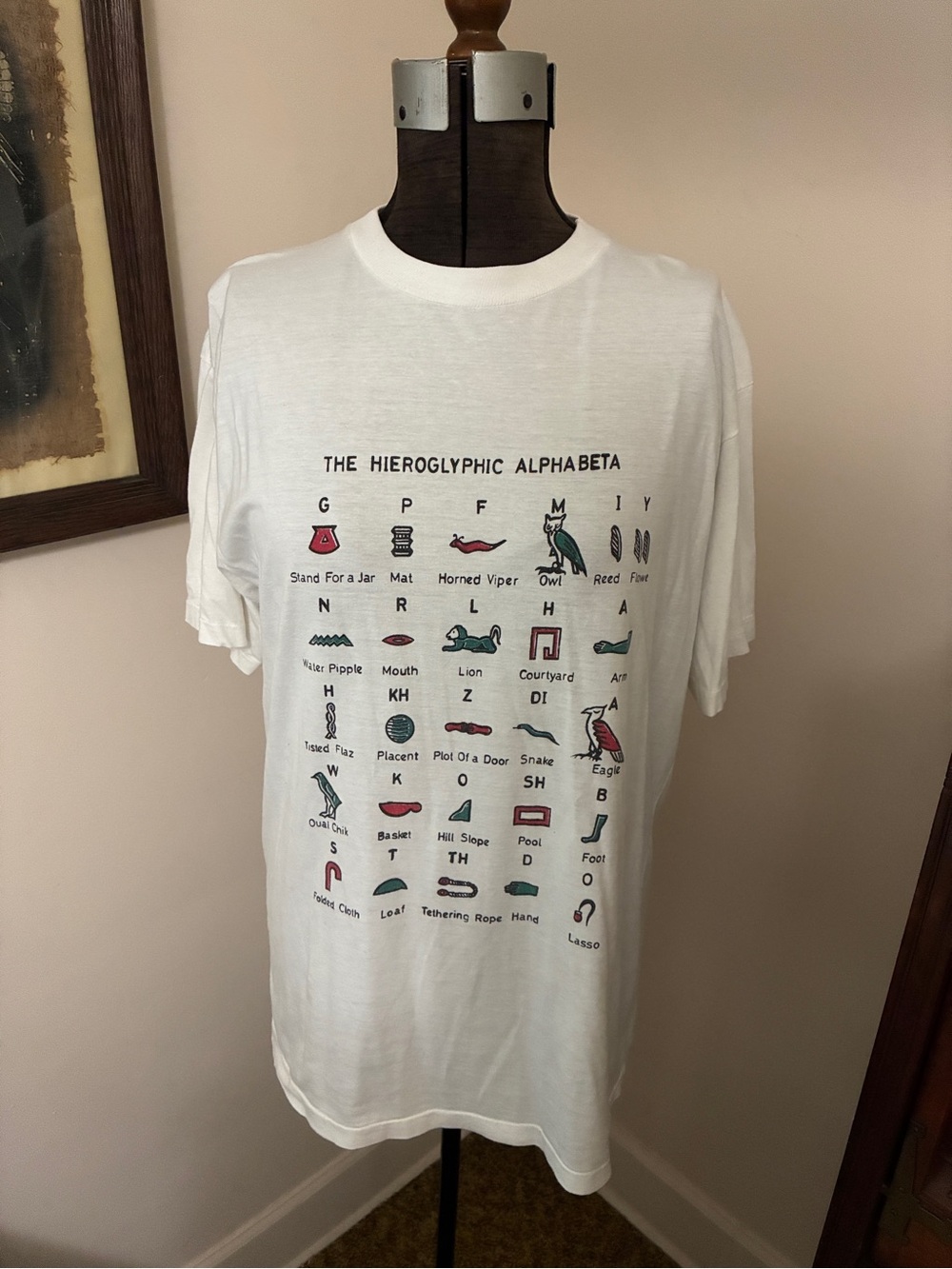 Vintage Single Stitch Hieroglyphic Alphabet Tee Made in Egypt